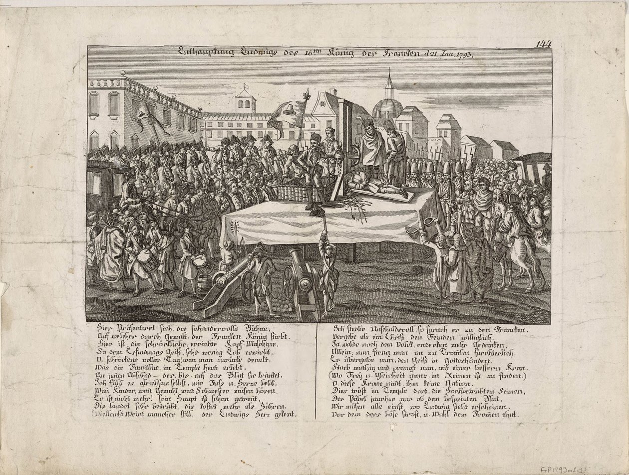 Ludvig XVI:n teloitus 21. tammikuuta 1793 1793 tekijältä Unbekannt