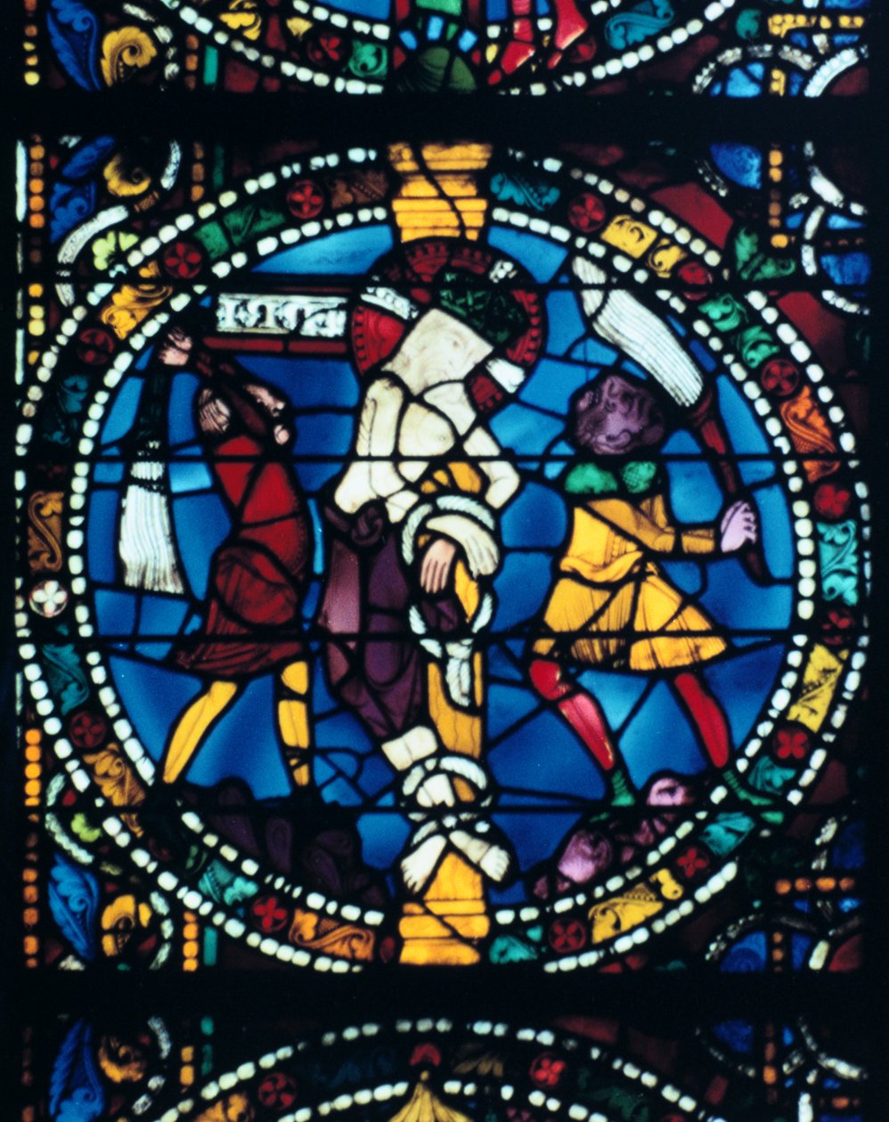 The Flagellation, lasimaalaus, Chartresin katedraali, Ranska, 1194-1260 tekijältä Unbekannt