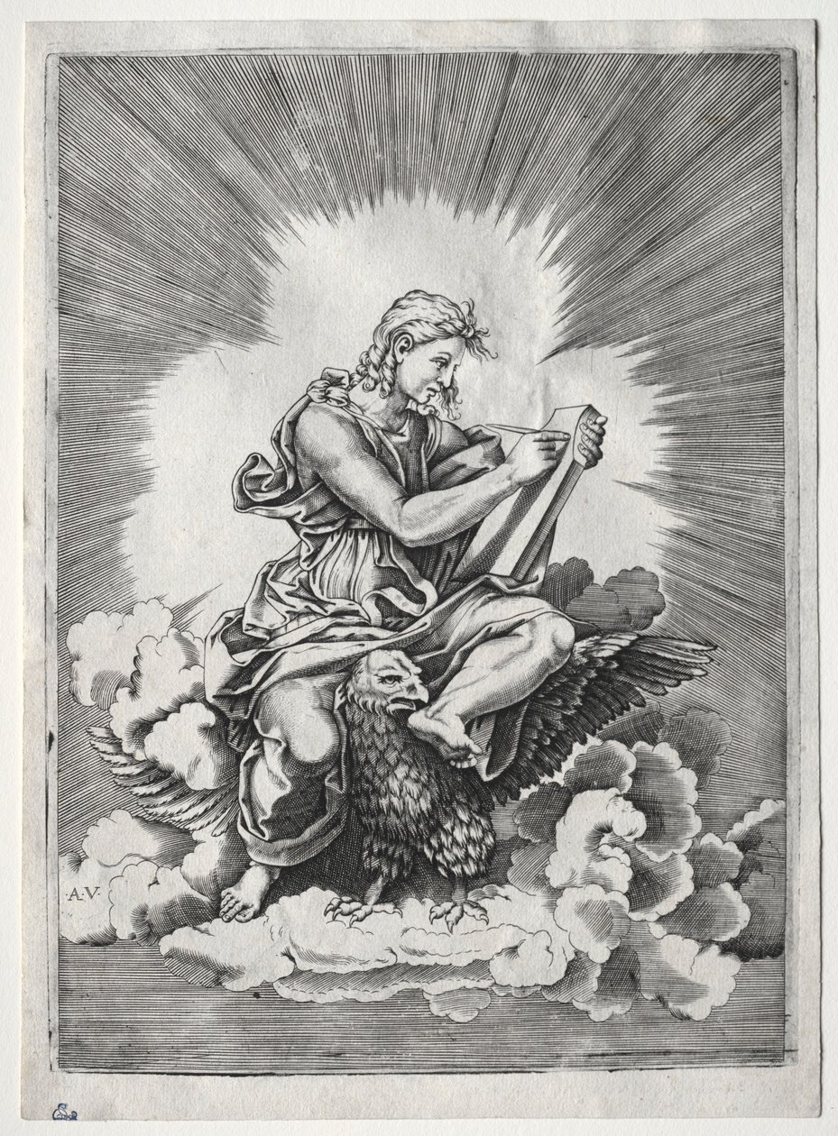 Neljä evankelistaa: St. John, n. 1518. tekijältä Unbekannt