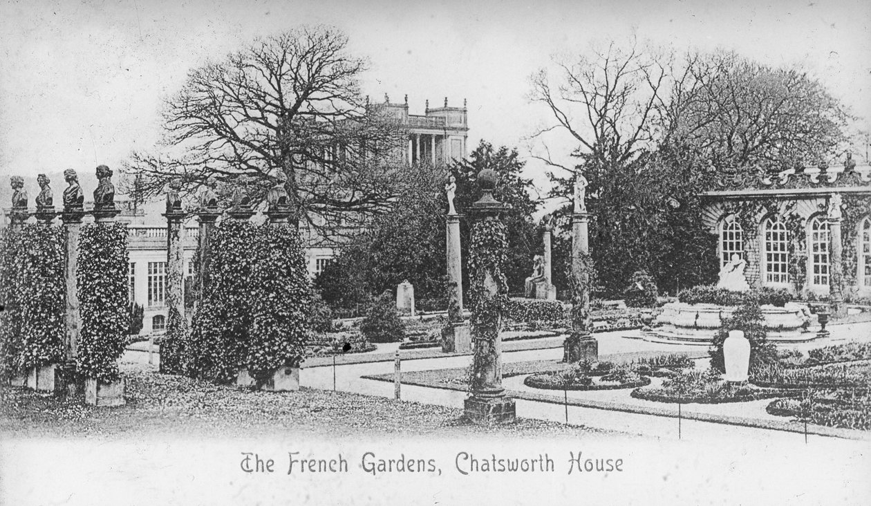 French Gardens, Chatsworth House, Derbyshire, 1800-luvun loppu tai 1900-luvun alku tekijältä Unbekannt