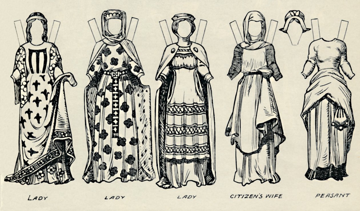 The Gallery of British Costume: Kuinka englantilaiset pukeutuivat King Johnsin aikaan, vuodelta 1934 tekijältä Unbekannt