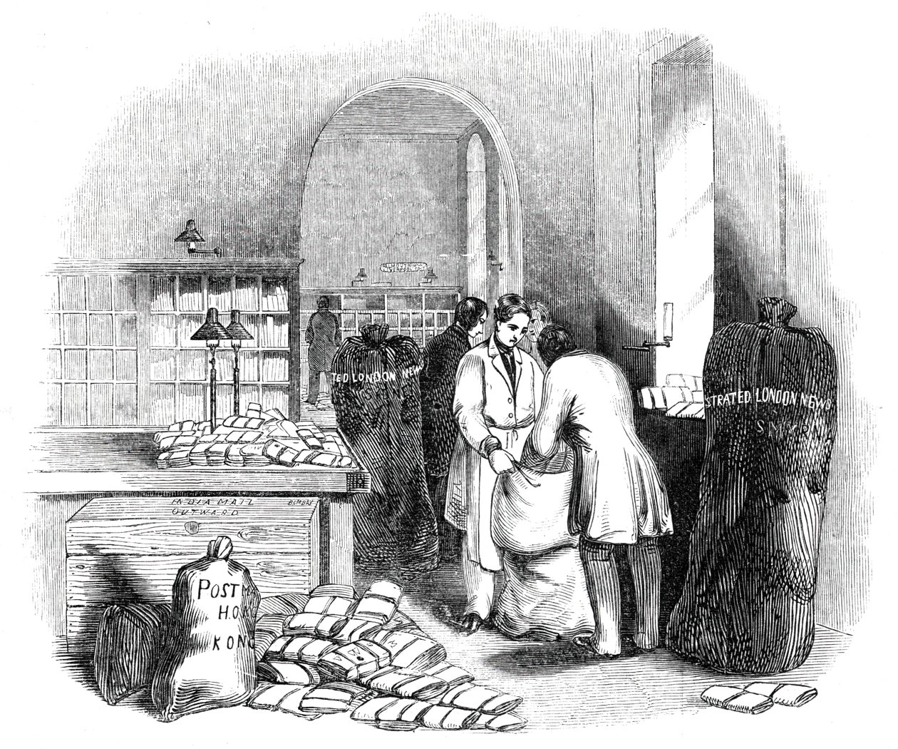 General Post-Office, Packing the Indian Mail, 1844. tekijältä Unbekannt