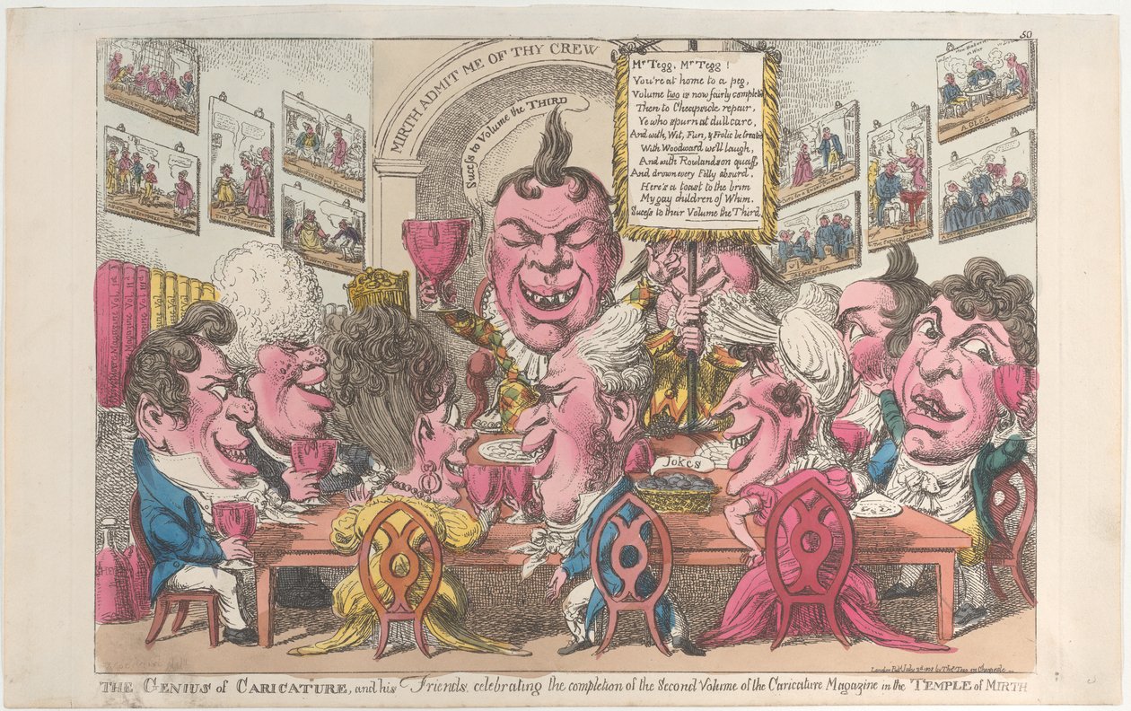 Karikatyyrin nero ja hänen ystävänsä juhlivat Seconin valmistumista, 2. heinäkuuta 1808. tekijältä Unbekannt