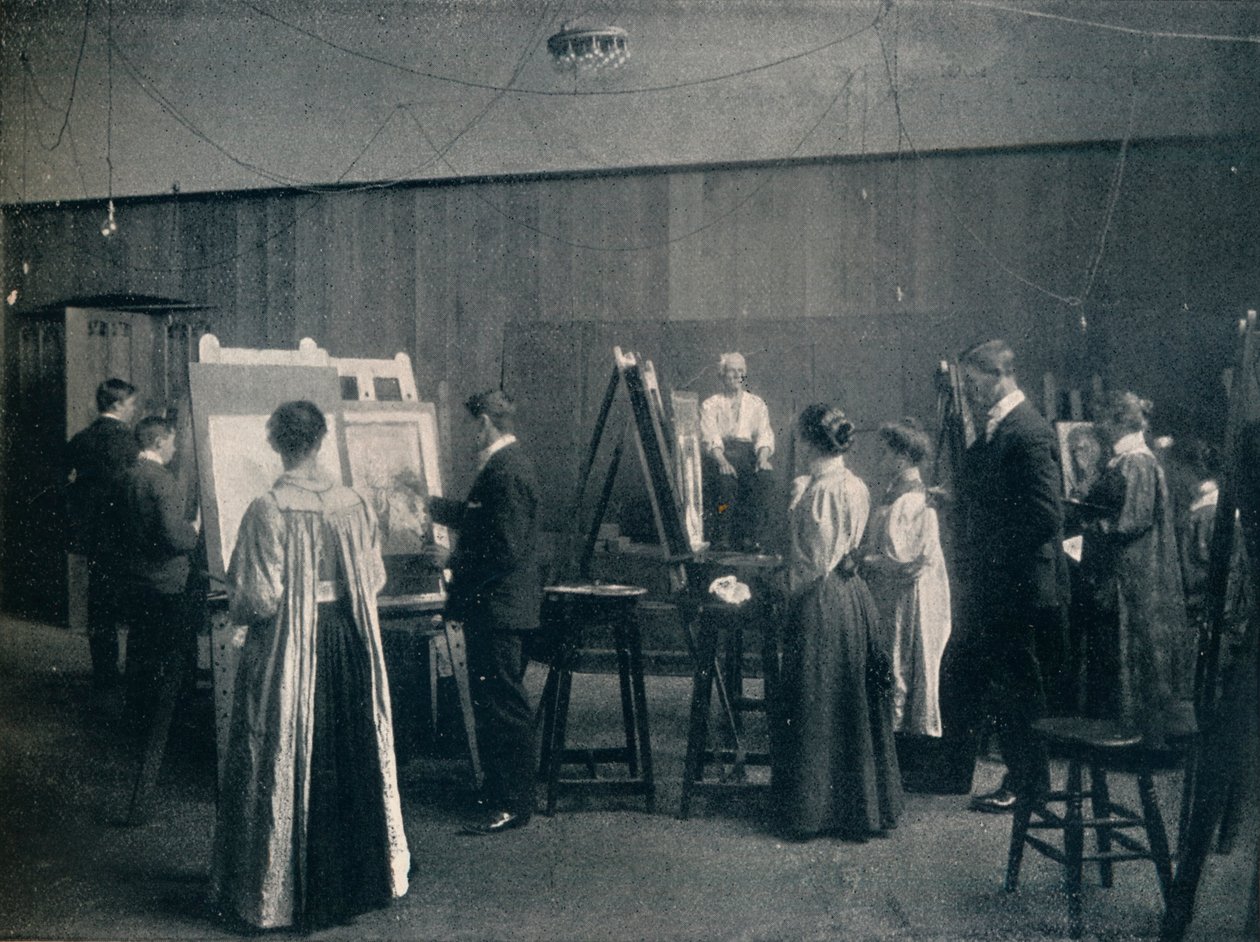 Glasgow School of Art, yksi elämänhuoneista, n. 1900 tekijältä Unbekannt