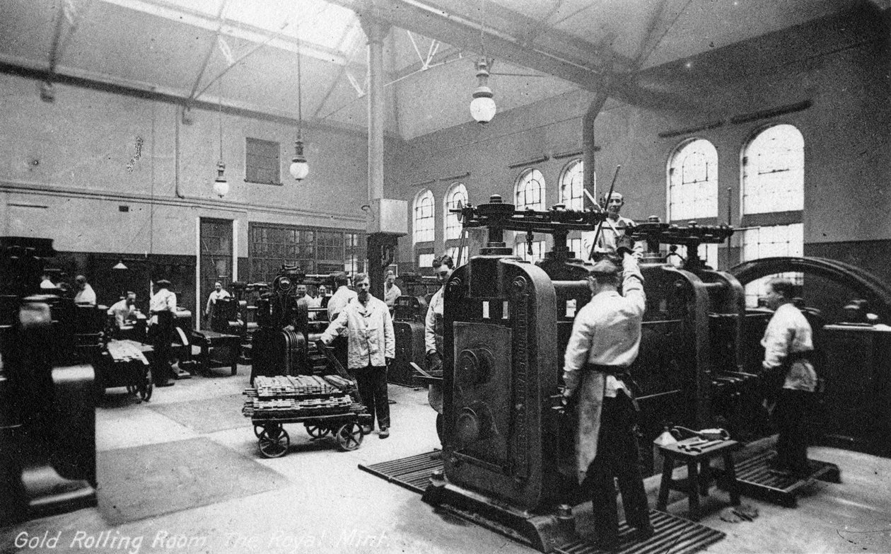 Gold Rolling Room, Royal Mint, Tower Hill, Lontoo, 1900-luvun alku tekijältä Unbekannt