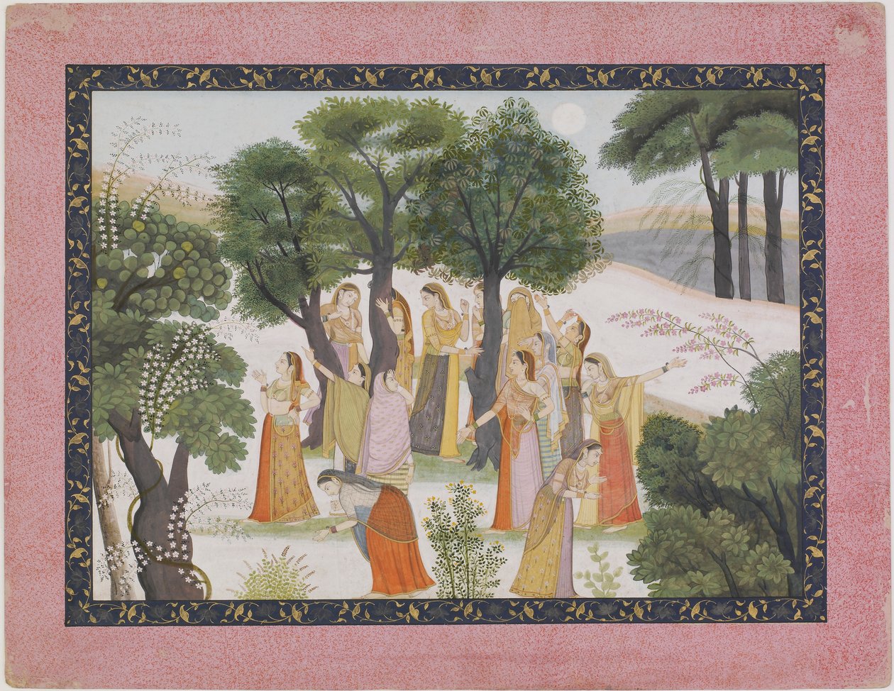 Gopit etsivät Krishnaa Bhagavata Puranasta, n. 1780. tekijältä Unbekannt