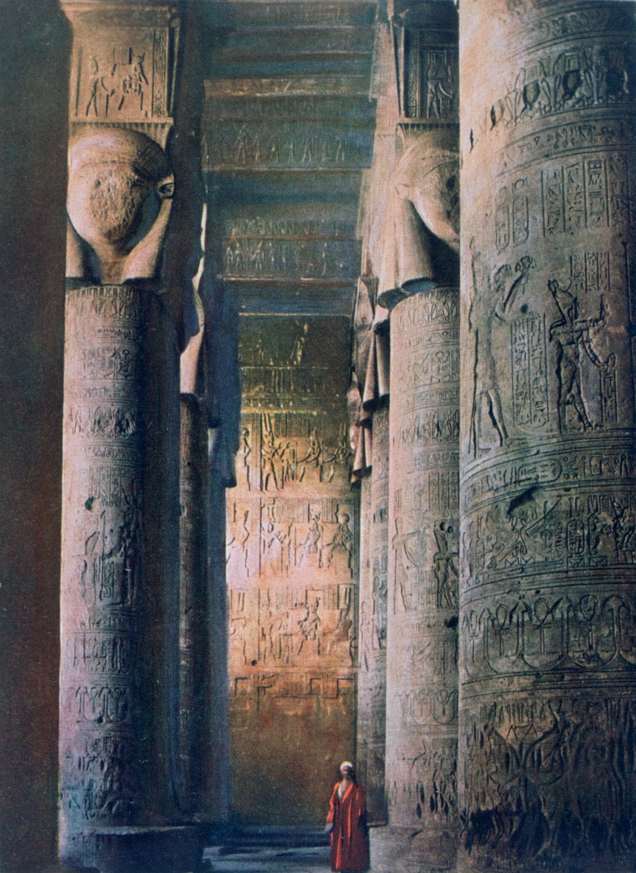 Suuri sali, Hathorin temppeli, Dendera, Egypti, 1900-luku tekijältä Unbekannt
