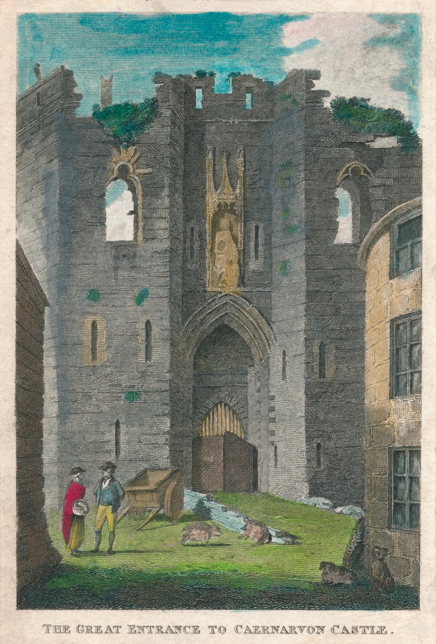 Caernarvonin linnan suuri sisäänkäynti, 1808. tekijältä Unbekannt