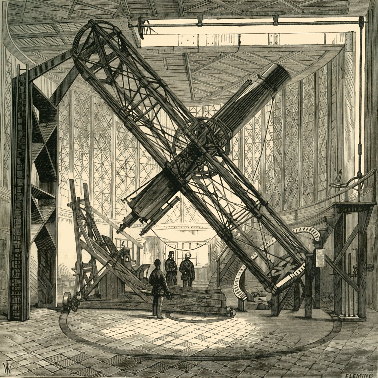 The Great Equatorial Telescope in the Dome, Greenwich Observatory, c1878. tekijältä Unbekannt