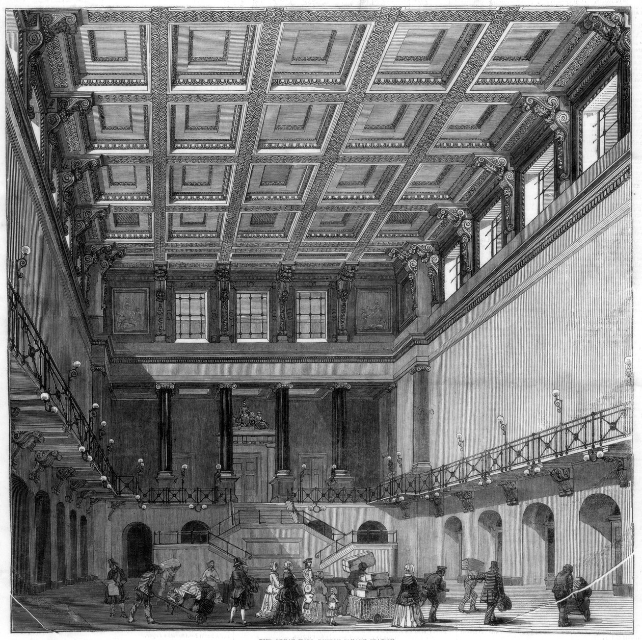 Great Hall, Euston Squaren asema, 1849 tekijältä Unbekannt