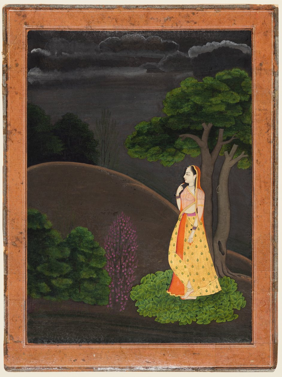 Sankaritar, joka odottaa innokkaasti poissa olevaa rakastajaansa Utka Nayaka, c. 1750-55. tekijältä Unbekannt