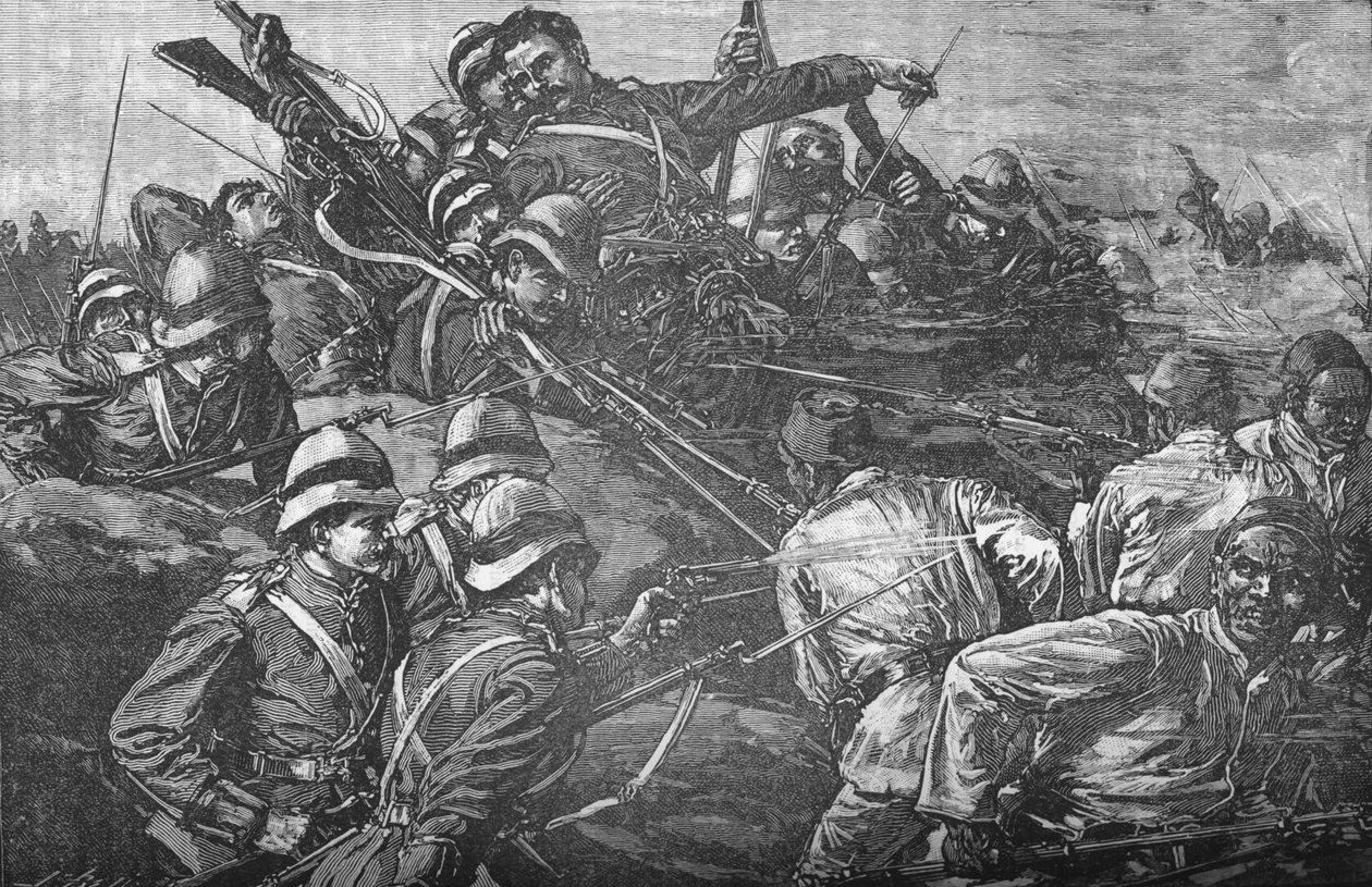 Ylämaan prikaati hyökkää haudoihin Tel-El-Kebirissä, n. 1882 tekijältä Unbekannt