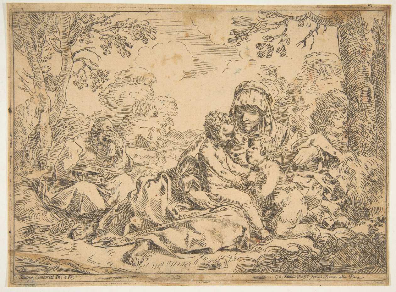 Pyhä perhe Pyhän Johannes Kastajan kanssa, kopio Cantarinin mukaan, n. 1639-1648 tai sen jälkeen. tekijältä Unbekannt