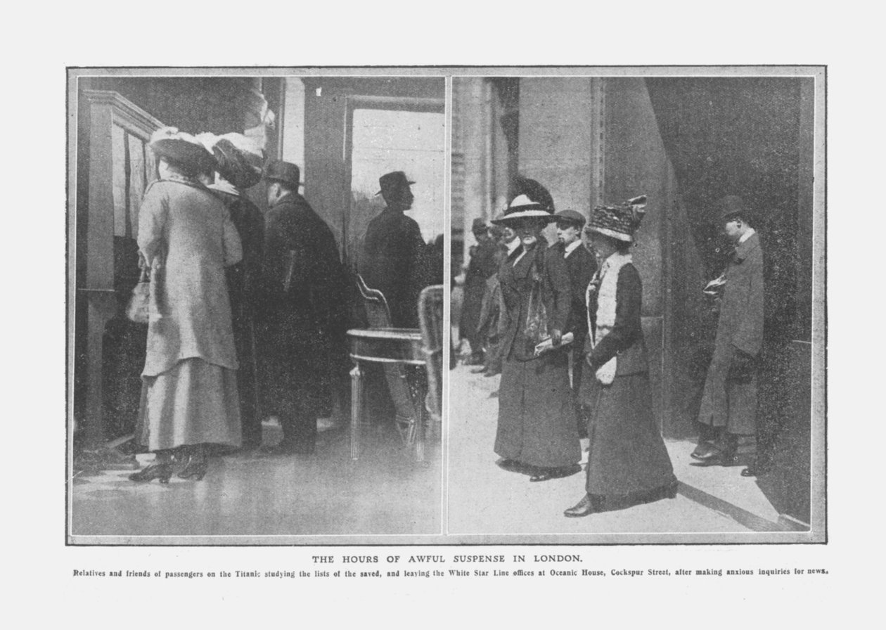 The Hours of Awful Suspense Lontoossa, 20. huhtikuuta 1912. tekijältä Unbekannt