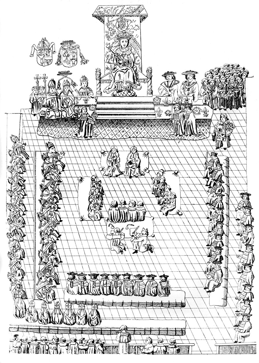 The House of Peers, Henrik VIII valtaistuimella, 1500-luku vuodelta 1905 tekijältä Unbekannt