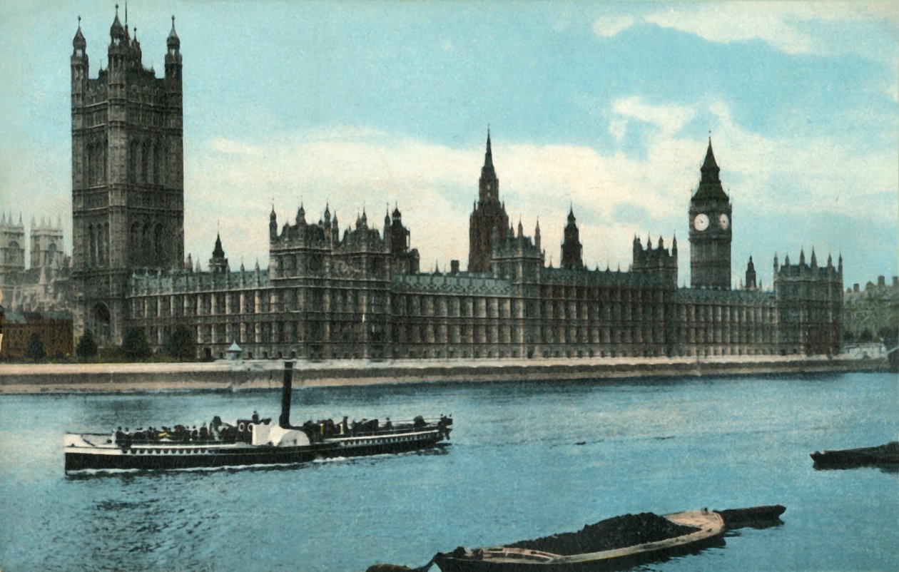 The Houses of Parliament, Westminster, Lontoo, 1907. tekijältä Unbekannt