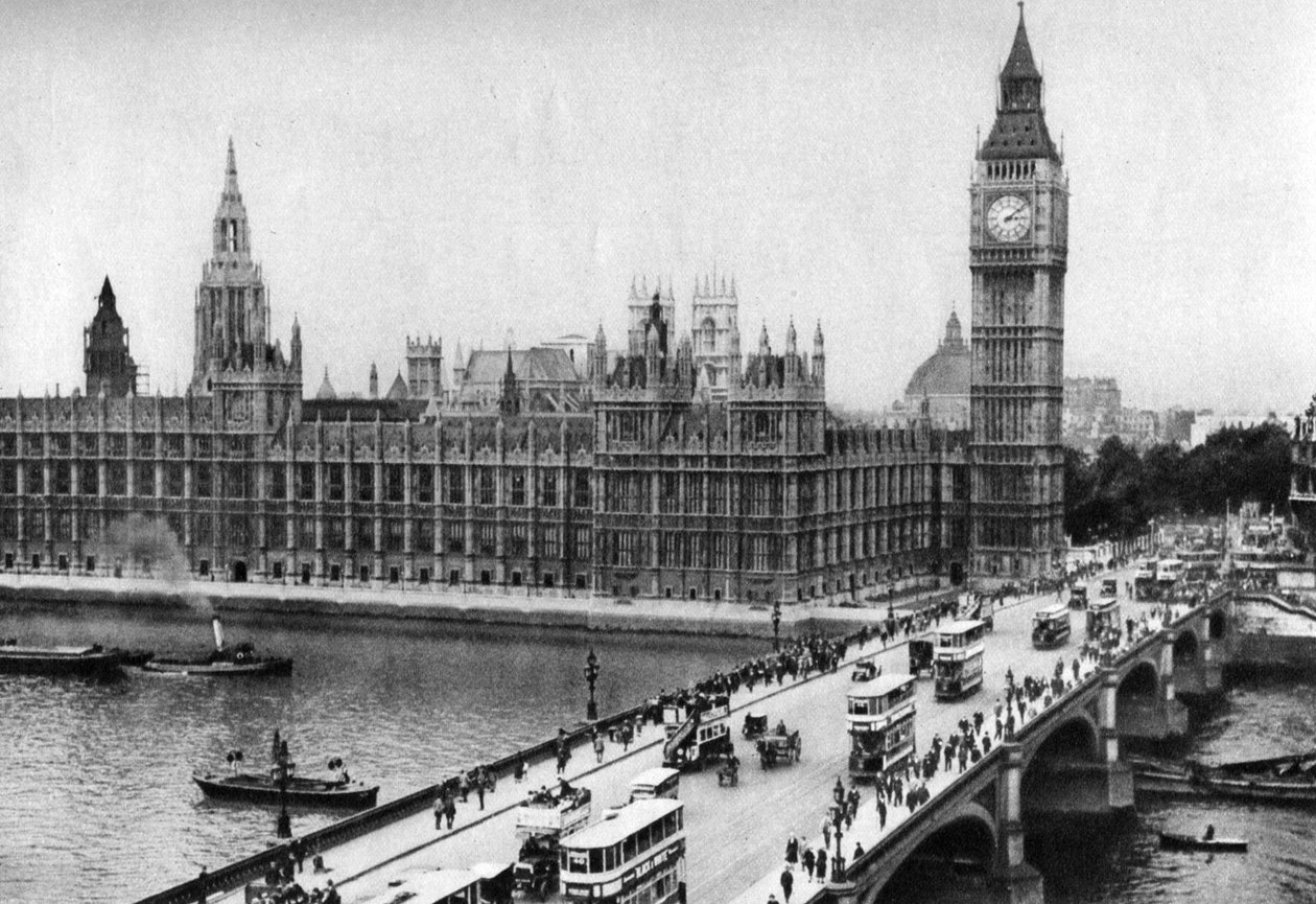 Parlamenttitalo ja Westminster Bridge, Lontoo, 1926-1927 tekijältä Unbekannt