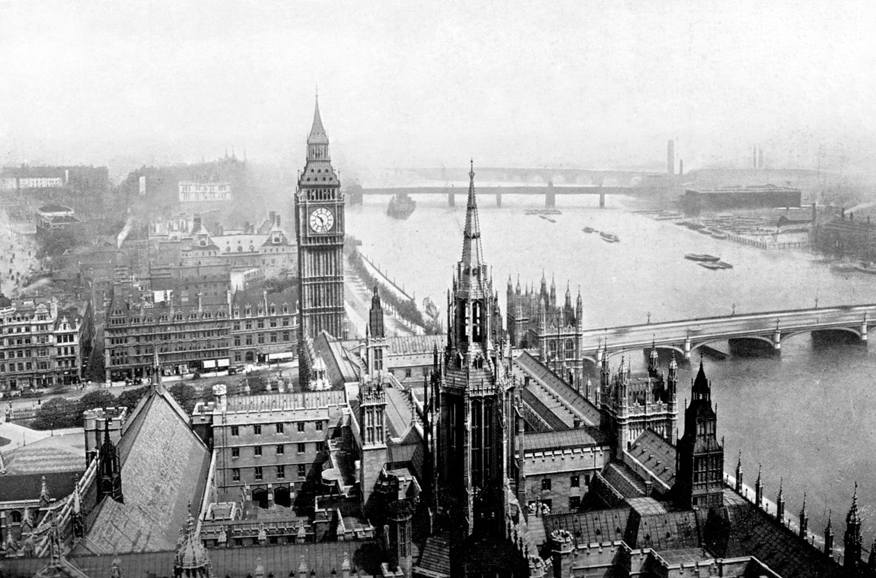 Parlamenttitalo Victoria Towerista nähtynä, Westminster, Lontoo, 1905 tekijältä Unbekannt