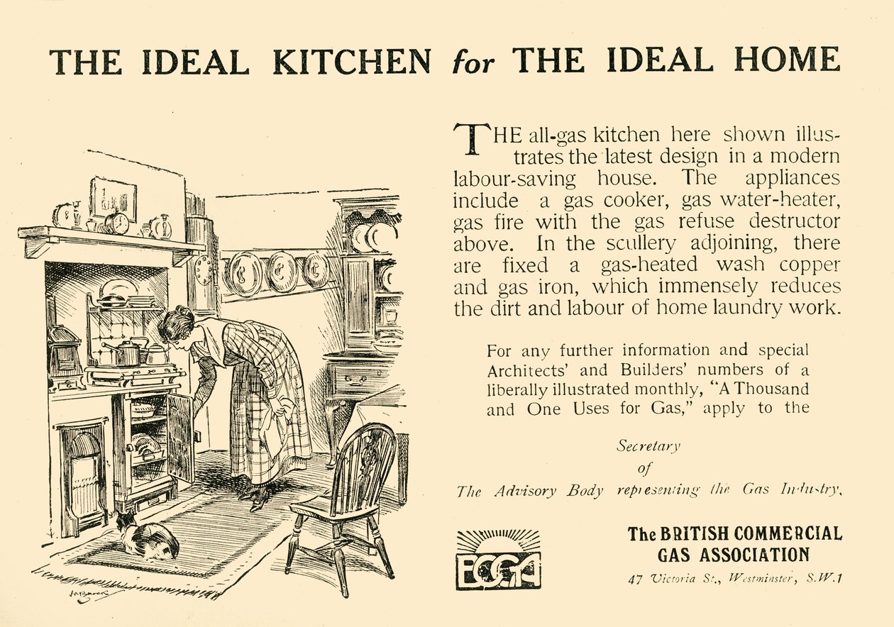 Ihanteellinen keittiö ihanteelliseen kotiin - British Commercial Gas Association, 1920. tekijältä Unbekannt