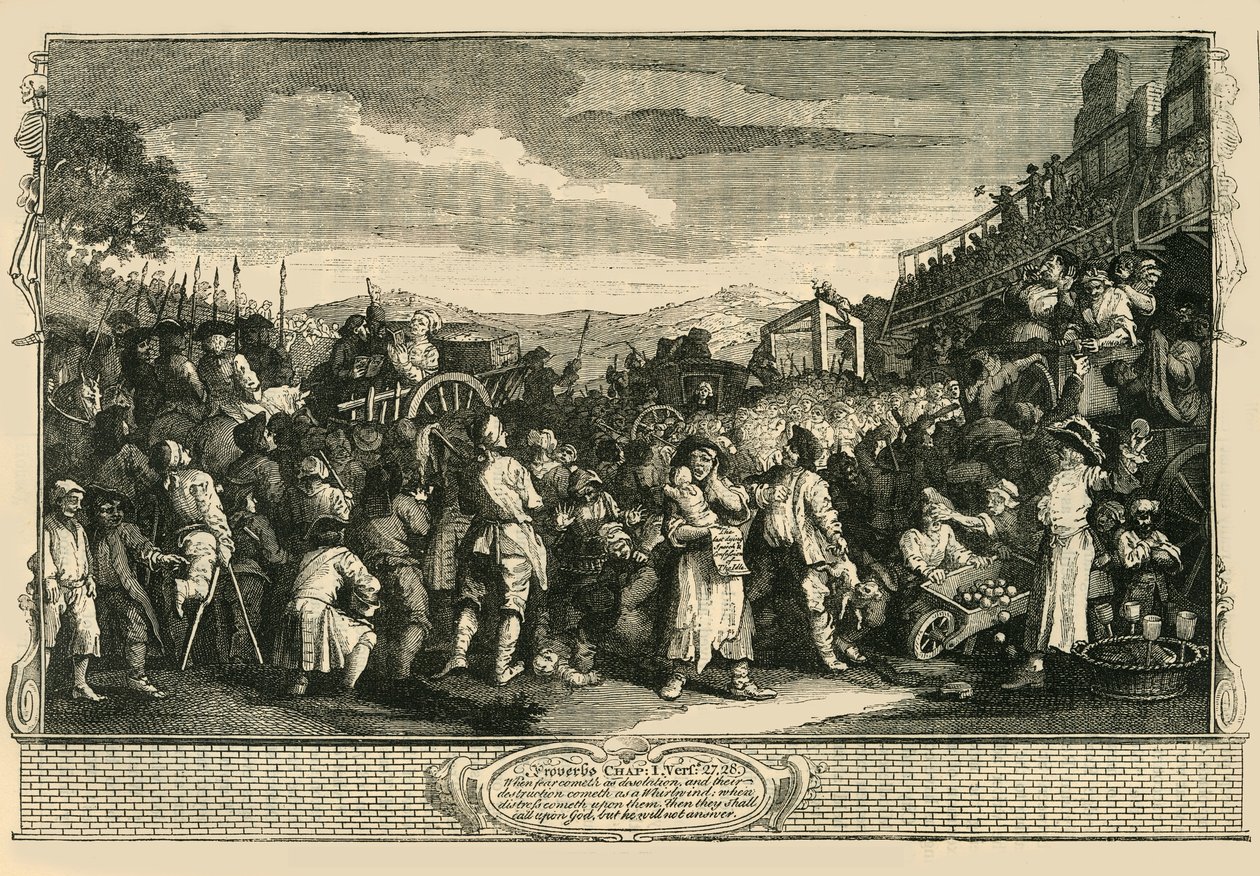 Idle oppipoika teloitettiin Tyburnissa. Jälkeen Hogarths Print., 1747, c1876. tekijältä Unbekannt