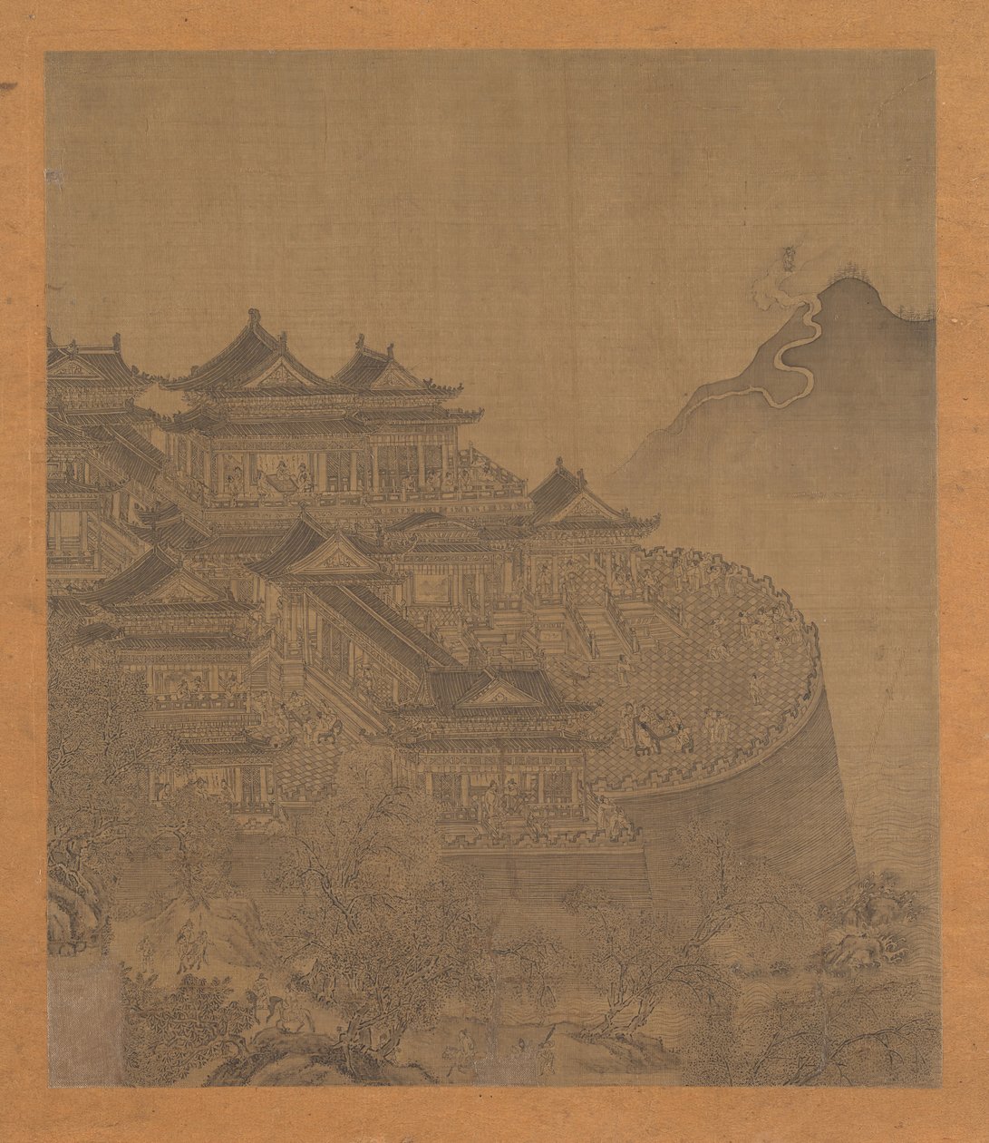 Kuolematon Lü Dongbin ilmestyy Yueyangin paviljongin yllä, 1400-1500-luvulla. tekijältä Unbekannt