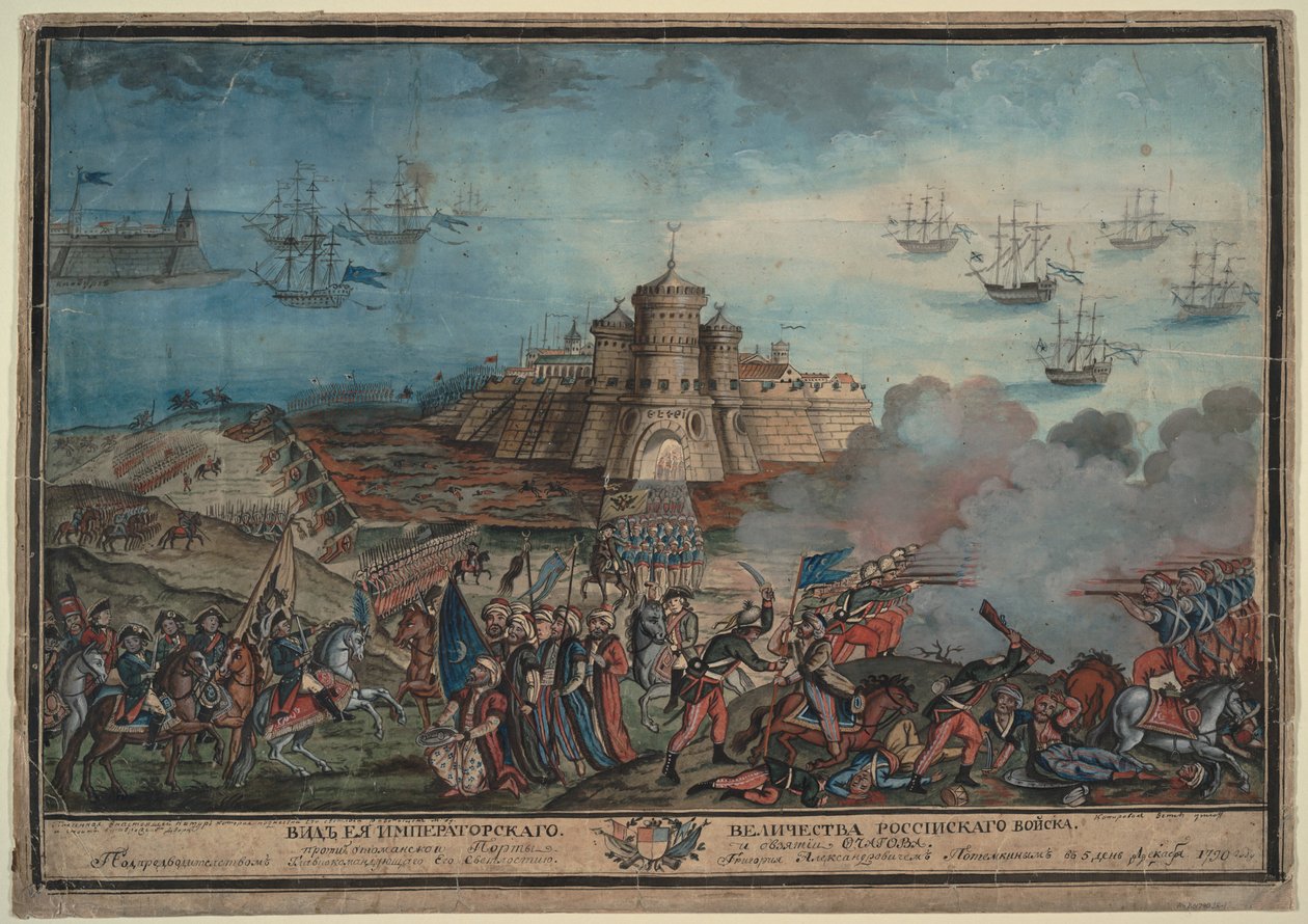 Venäjän keisarillinen armeija ennen Turkin Ochakovin satamaa, 1790 tekijältä Unbekannt