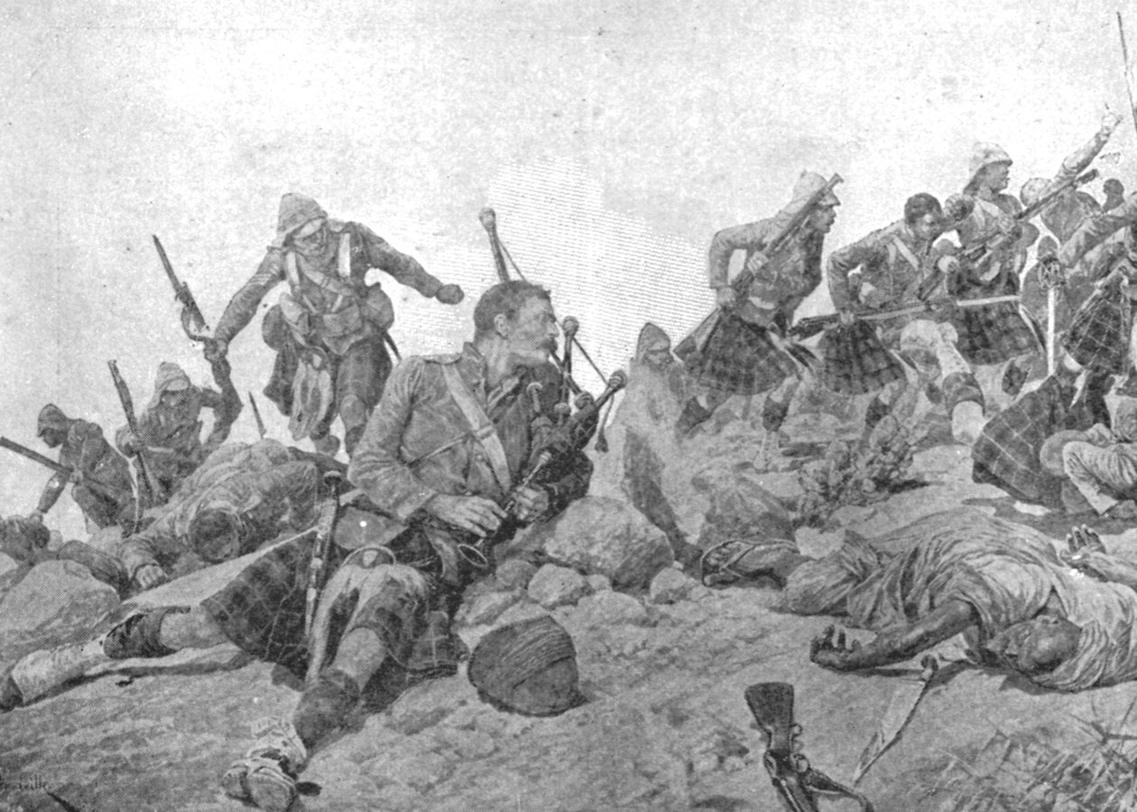 Intian rajasota, 1897: Gordon Highlandersin hyökkäys Dargai-rinteelle, lokakuu tekijältä Unbekannt
