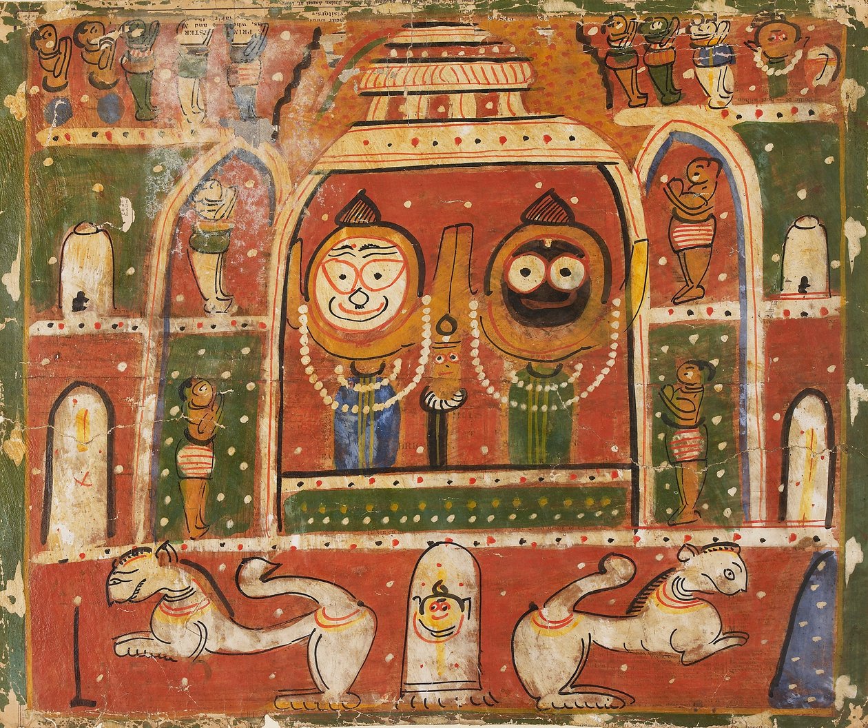 Jagannatha-trio Purin pyhäkössä, 1931 tai 1932 tekijältä Unbekannt