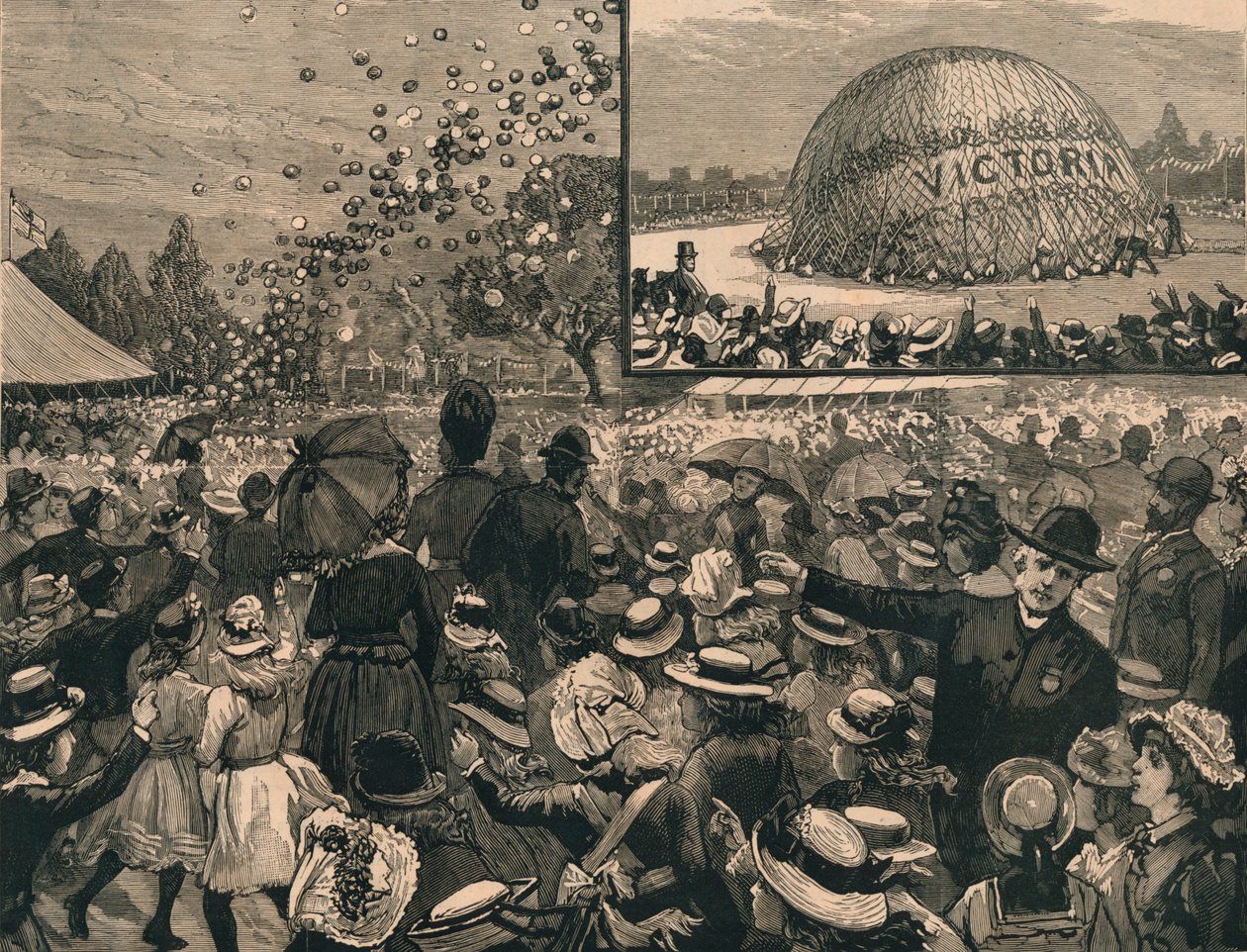 Lontoon koulujen lasten Jubilee Jubilee Hyde Parkissa, 1887. tekijältä Unbekannt