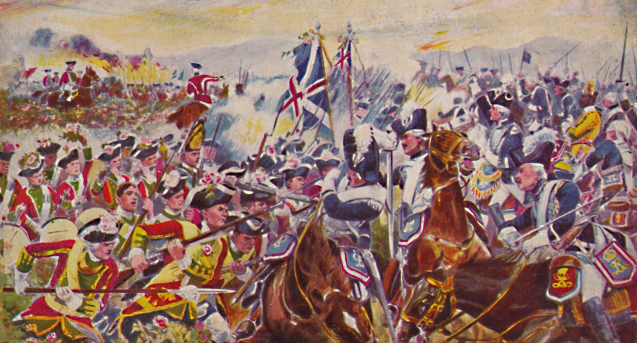 Kings Own Yorkshiren kevyt jalkaväki. Battle in the Rosefields At Minden, 1759, 1939 tekijältä Unbekannt