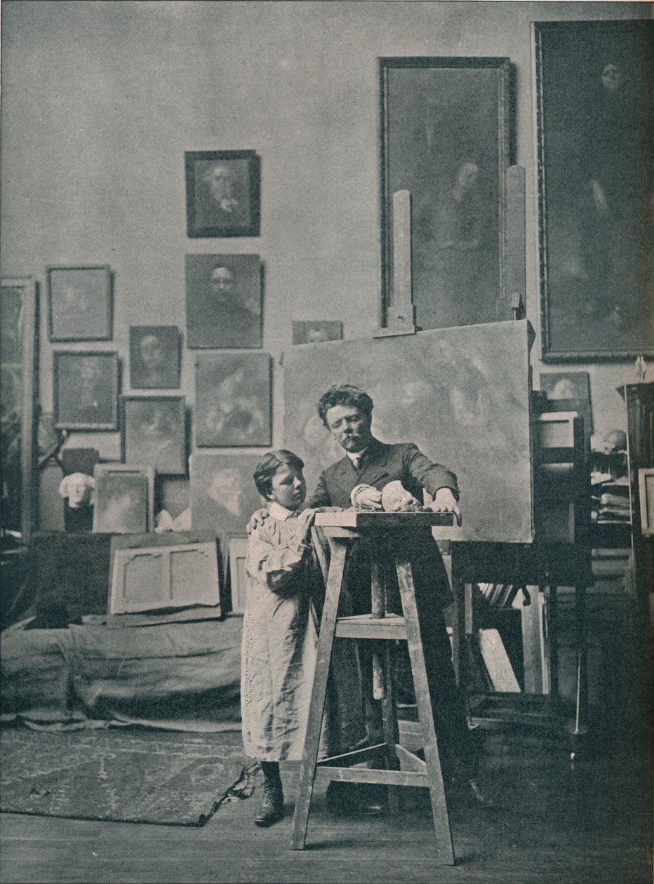 Edesmennyt Eugene Carriere studiossaan, c1870-1890, 1906 tekijältä Unbekannt