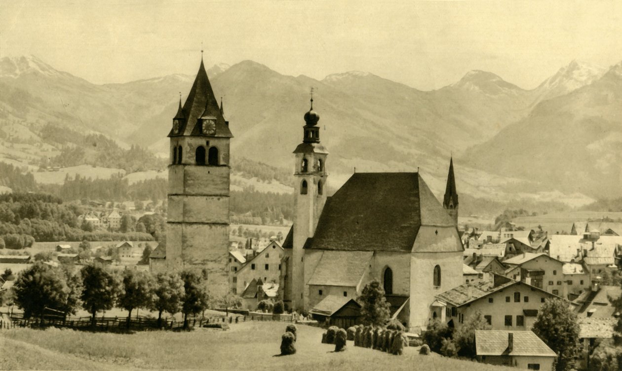 Liebfrauenkirche ja St Andreasin kirkko, Kitzbühel, Tiroli, Itävalta, n. 1935. tekijältä Unbekannt
