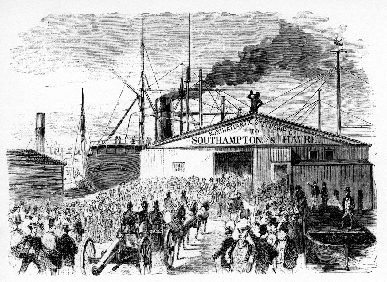 Atlantin ja Itämeren veneiden lastaus, 1860-luku tekijältä Unbekannt