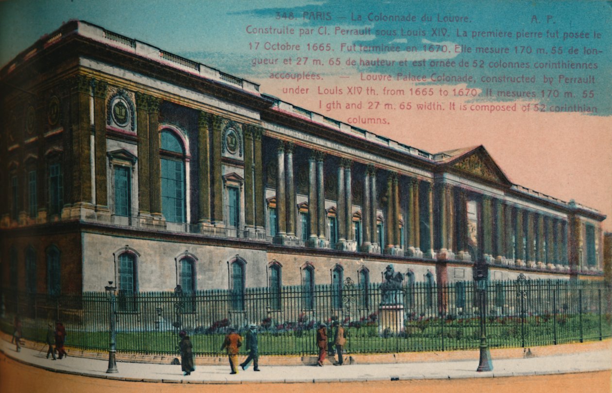Louvren palatsin pylväikkö, Pariisi, 1920 tekijältä Unbekannt