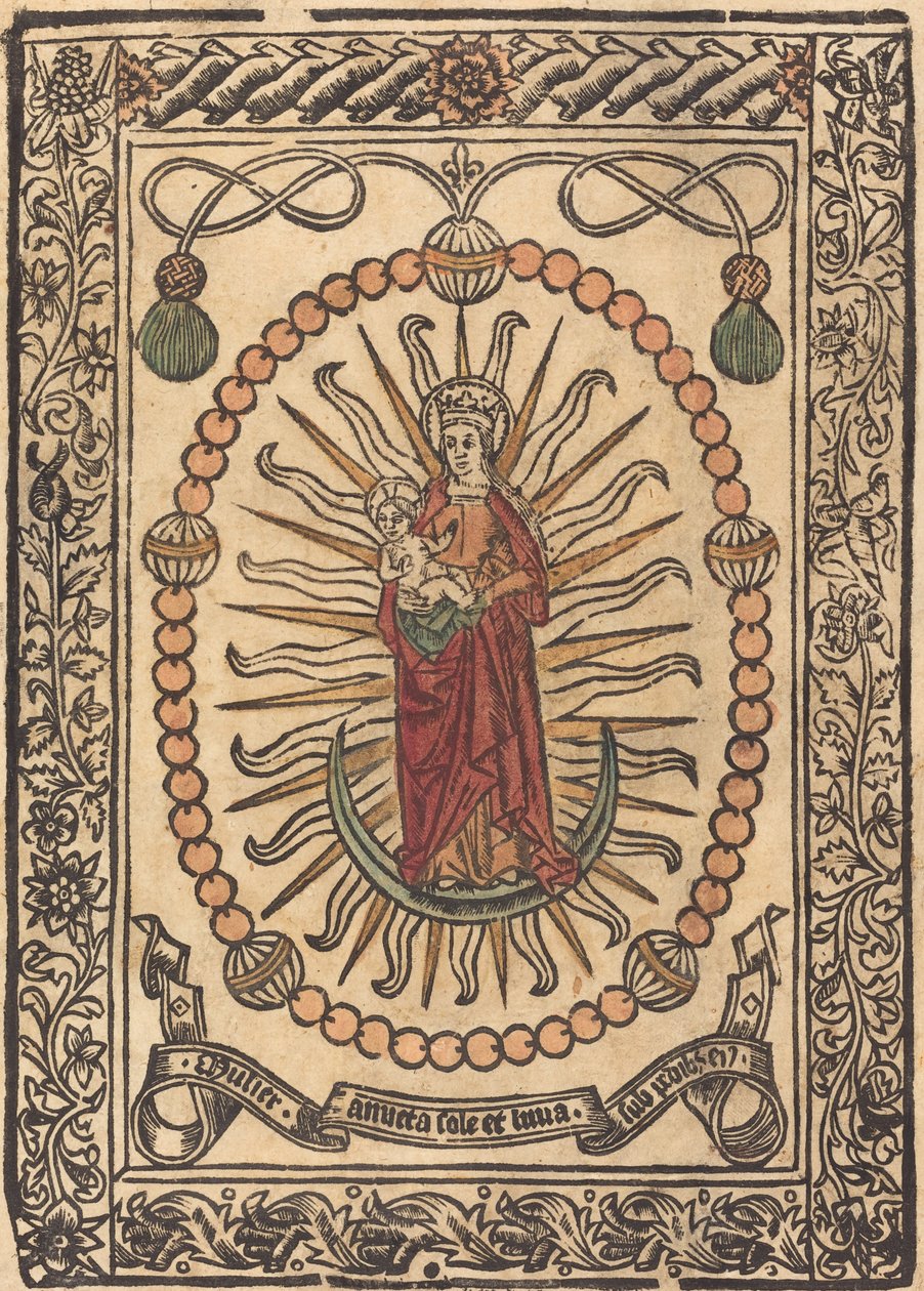 Madonna ja lapsi rosarissa, n. 1490. tekijältä Unbekannt