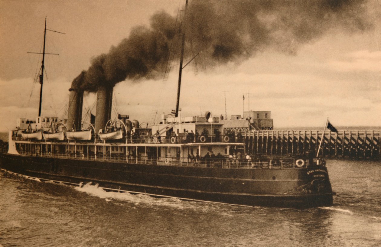 Antwerpenin posti-höyrylaivakaupunki, vuodelta 1928 tekijältä Unbekannt