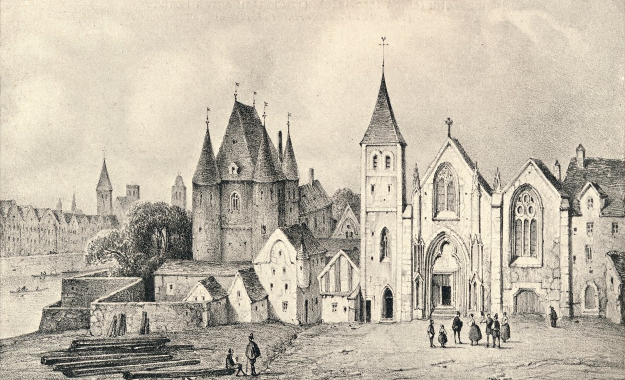 Maison du Lieutenant ja St Landryn kirkko vuonna 1540, 1915 tekijältä Unbekannt