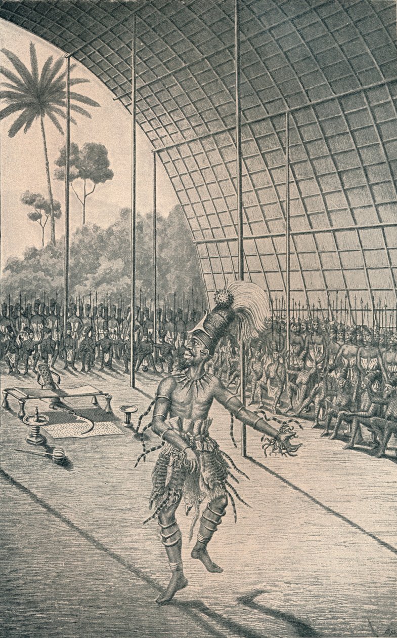 Mangbattu-kuningas Munsa tanssii vaimojensa ja sotureitaan, c1870, 1903 tekijältä Unbekannt