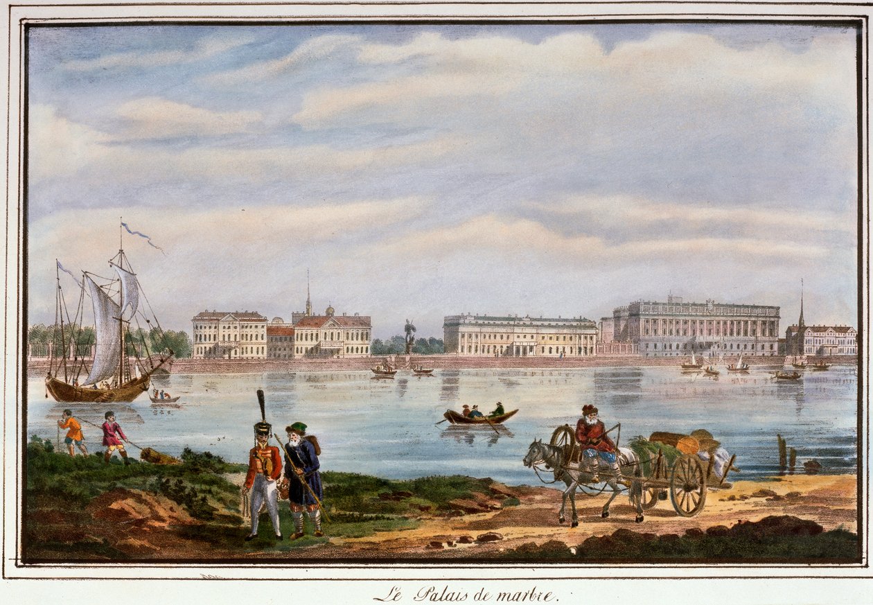 Marmoripalatsi ja Neva-ranta, Pietari, Venäjä, 1822 tekijältä Unbekannt