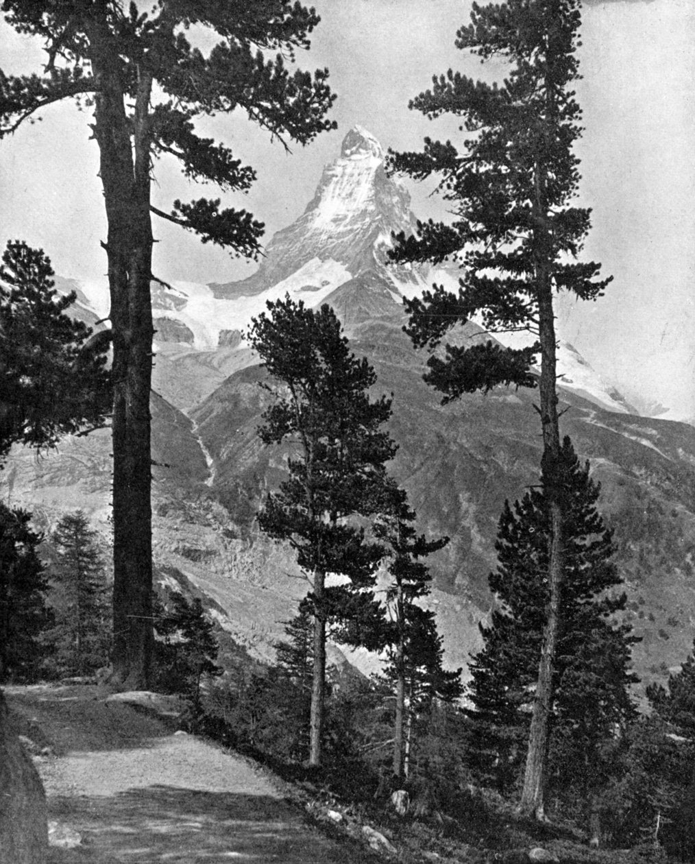 Matterhorn Riffel-polulta katsottuna, Alpit, 1900-luku tekijältä Unbekannt