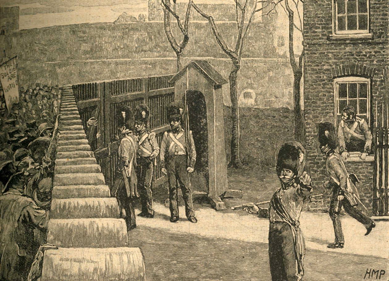 Spencealaisten väkijoukko kutsumassa Lontoon Toweria, 1816 c1890. tekijältä Unbekannt