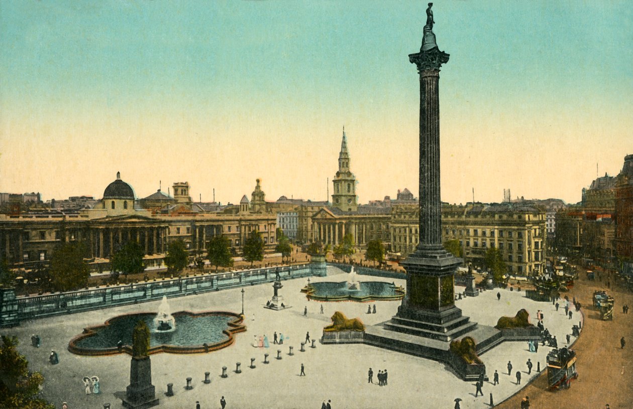 National Gallery ja Nelsons Column, Trafalgar Square, Lontoo, 1910. tekijältä Unbekannt