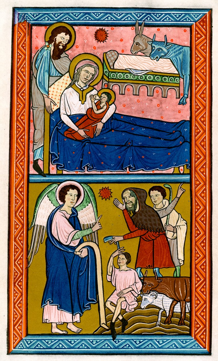 Syntymä ja paimenten ilmestys, 1200-luvun alku tekijältä Unbekannt