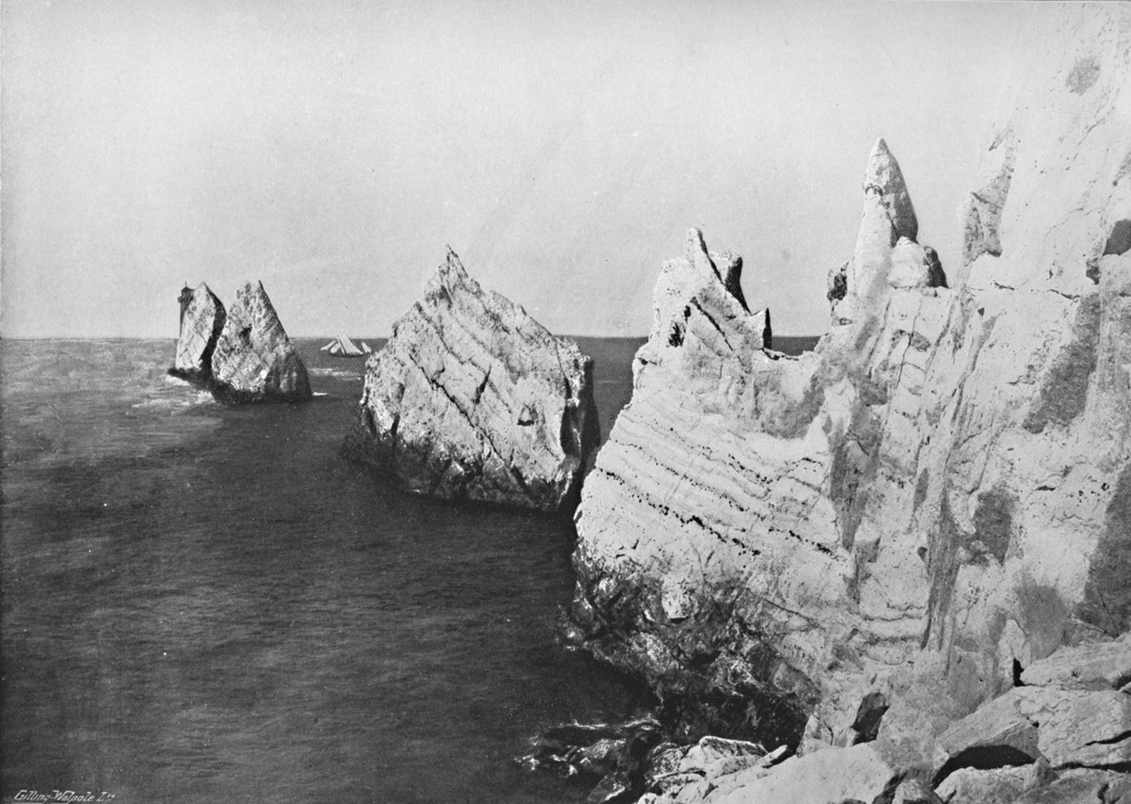 The Needles - Yleisnäkymä, Näytetään majakka, 1895 tekijältä Unbekannt