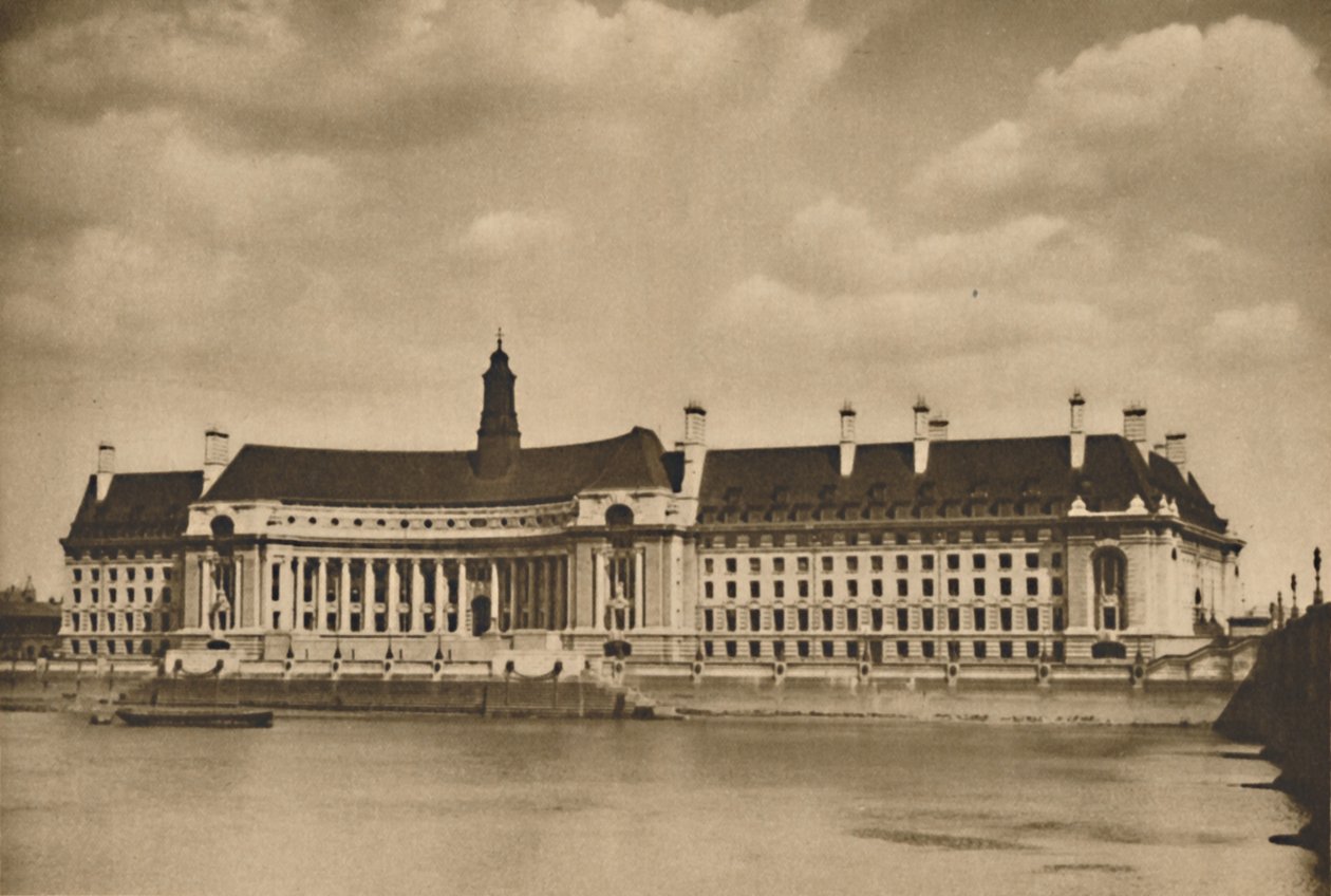 Uusi palatsi Thamesissa, joka on Lontoon kreivikunnan neuvoston päämaja, vuodelta 1935. tekijältä Unbekannt