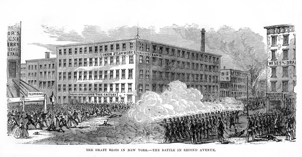 The New York Draft Riots, Second Avenue, New York City, 13.-16.7.1863, 1872 tekijältä Unbekannt