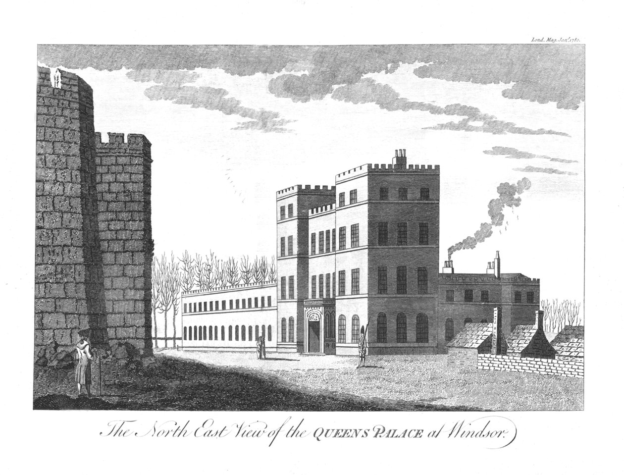 Koillisnäkymä Queens Palacesta Windsorissa, 1780 tekijältä Unbekannt