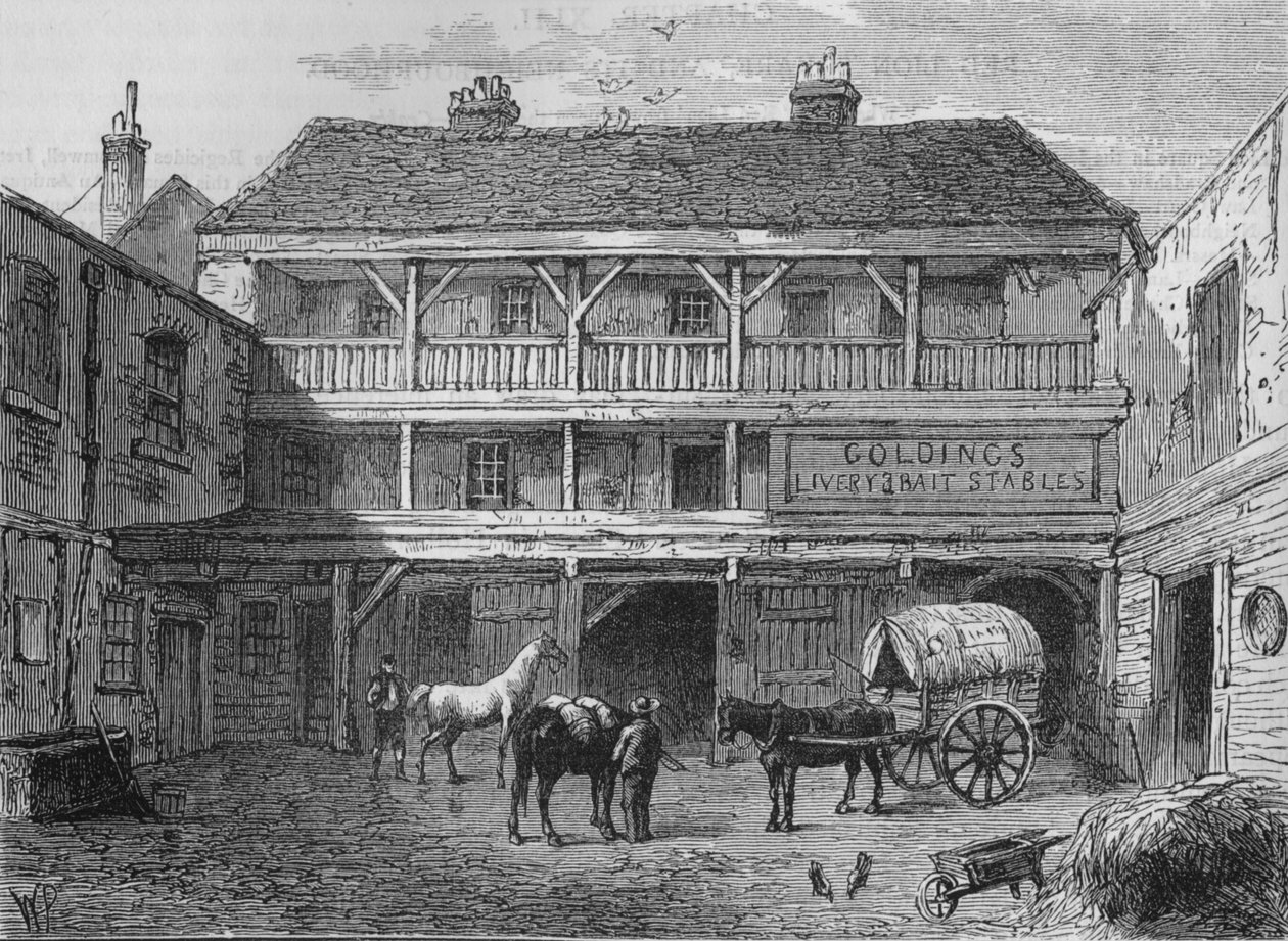 The Old Black Bull Inn, Grays Inn Lane, Lontoo, c1800 1878 tekijältä Unbekannt
