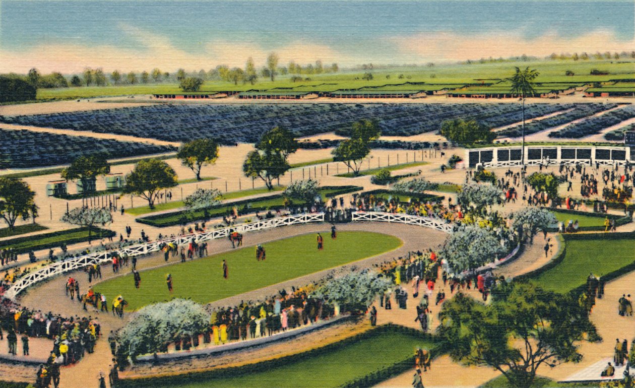 Paddock Santa Anitassa, Los Angeles Turf Clubissa, Arcadiassa, Kaliforniassa, 1930-luku. tekijältä Unbekannt