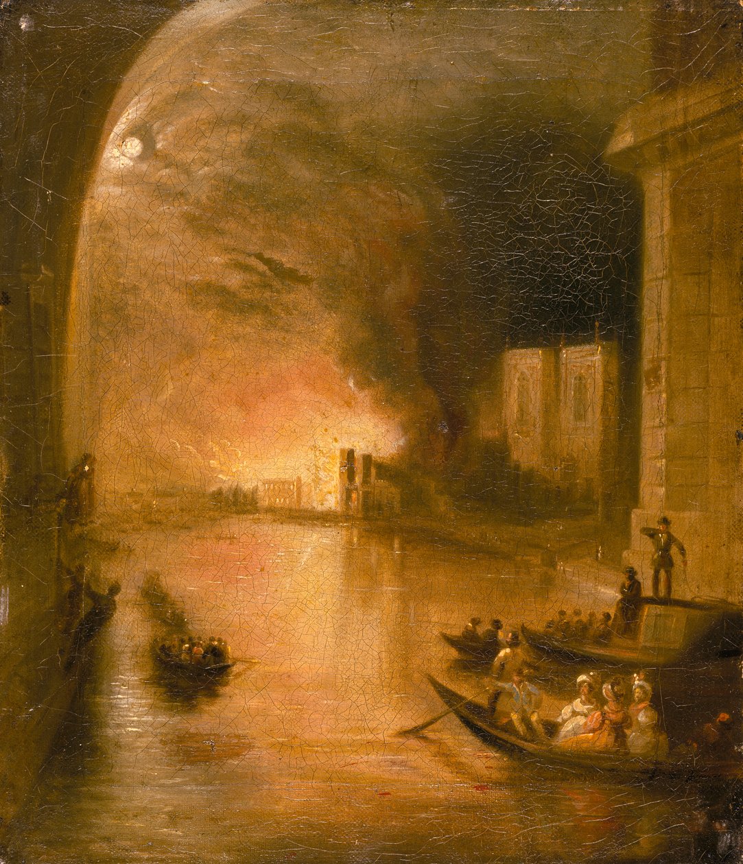 "Westminsterin palatsi tulessa", 1834 tekijältä Unbekannt